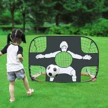 ías de fútbol para niños, Soccer Goals Soccer Net portátiles Plegables para Entrenamiento de Tiro, adecuadas para Interiores y Exteriores, Patio Trasero, Parque - Personaje Negro y Rojo - Ver 11