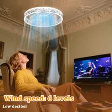 6-Speed Quiet Flush Mount Ceiling Fan - Modern Design, Dimmable LED Lamp With Remote, Functional Light For Room Decor - White - View 10