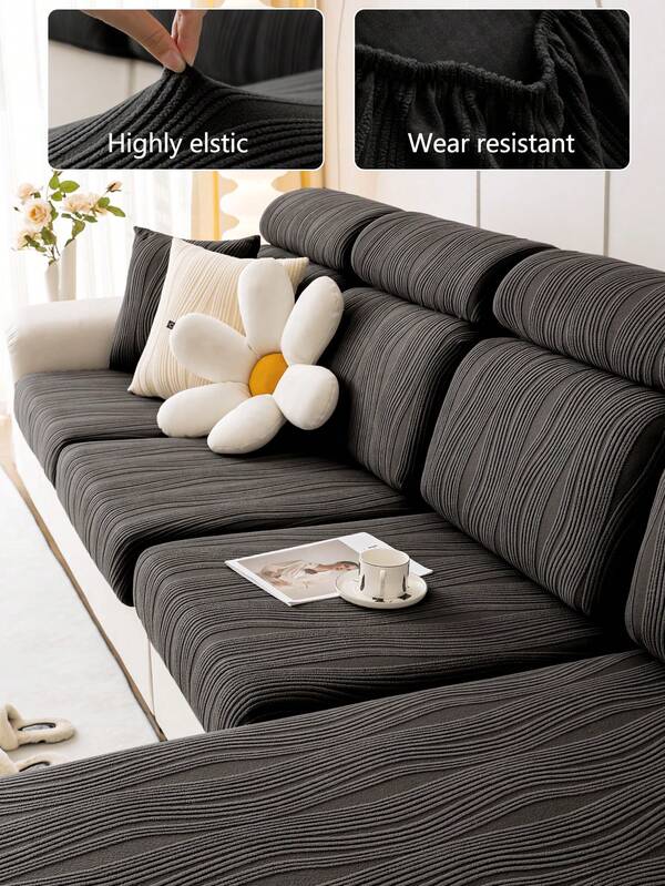 1pc Stretch Sofa Cover, Non-Slip Full Coverage Sofa Seat Cover, Suitable For All Seasons, Fabric Thickened Sofa Slipcover, Machine Washable, Dust-Proof, Pet-Friendly, Home Decor, Adjustable For Corner Sofa, Applicable To Bedroom, Office, Living Room, L-Shaped Sofa And 1/2/3/4 Seat Covers