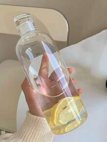 1pc 500ml/750ml High-Quality Time Scale Transparent Plastic Cup, Leak-Proof Simple Water Bottle For Men And Women, Car Use