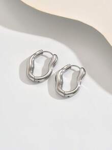 1 Pair Asymmetrical Texture Earrings, Unique Design Showcasing Personalized Charm, Minimalist Yet Fashionable For All Occasions