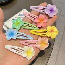 7 piezas Clip de pelo con flor de cerezo de unicolor, clip de flequillo rosa dulce y versátil, clip de pelo trenzado de princesa lindo para niñas, adecuado para viajes diarios, ir al trabajo, reuniones y como regalo de cumpleaños para niñas, pinzas de garra