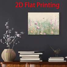 [2D Plano] Una pieza de arte en lienzo con marco de madera que muestra flores silvestres y mariposas, ideal para decorar salas de estar, dormitorios, cocinas, hogares y oficinas.Un regalo perfecto para él o ella, con medidas de 11.8 pulgadas por 15.7 pulgadas. - Negro - Ver 4