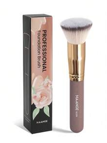 MAANGE 1支扁平头粉底刷，柔软纤维材质，方便携带，旅行必备，可作粉底刷、遮瑕刷、腮红刷、修容刷、古铜粉刷、散粉刷等多种用途。