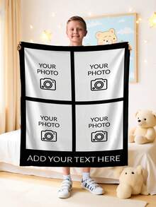 1件装可定制照片毯，家庭毯，照片毯，9格图案，纪念毯，适合作为礼物送给女孩、男孩、成人，情人节礼物，轻便，婴儿毯，个性化抓绒毯，个性化照片毯，个性化披毯，个性化婴儿毯，新生儿毯，适合母亲节、生日、儿童节、父亲节、毕业典礼、婚礼、圣诞节、万圣节、返校季等场合。 - 四張照片+文字 - 查看 11