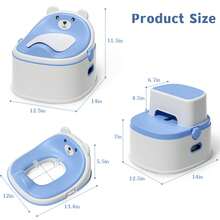3-In-1 Toddler Potty Training Toilet Seat, Adjustable, Foldable Potty Chair Adapter With Ergonomic Design And Space-Saving Structure For Kids, Boys And Girls - 藍色 - 查看 3