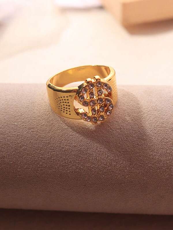 1pc Dollar Sign Ring, Men's Hip Hop Ring
