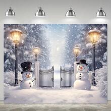 خلفية شجرة صنوبر ورجل الثلج في الغابة الثلجية، متعددة الأحجام، مناسبة لديكورات الحفلات متعددة الأغراض، لا تحتاج إلى كهرباء، خلفية صور داخلية/خارجية، ديكور منزلي لعيد الميلاد، ديكورات عيد الميلاد.