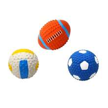 Interactive Pet Squeaky Toys, Pet Chasing Toys Ball, Dog Football/Volleyball/Rugby, Squeaky Dog Balls, Interactive Latex Rubber Squeaky Dog Toys, Soft Bouncy Fetch Toys For Small Dogs, Training Tools, Pet Supplies, No Battery Required - Multicolor - View 19