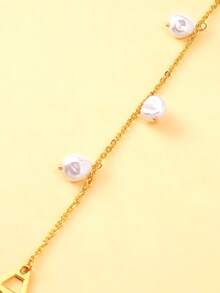 1pc Adjustable Pearl Shoulder Chain, Fashionable Faux Pearl Sexy Body Chain