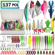 411/241/196/137/85pcs Multi-Functional Fishing Lure Set, Includes Storage Box, Soft Lures, Spoon Lures, Fish Hooks, Hard Lures And Other Fishing Accessories, Made Of Durable PVC And Stainless Steel, Suitable For Freshwater And Saltwater, All Seasons