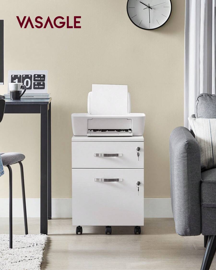 Lockable Filing Cabinet with 2 Drawers - Weiss - Übersicht 1