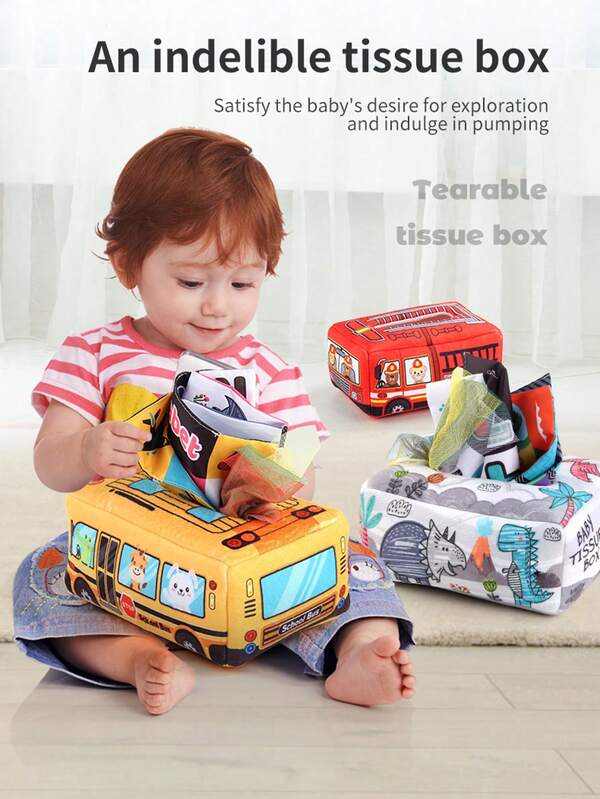 Giocattolo in tessuto per bambini, giocattolo Montessori per bambini piccoli maschi e femmine, esercizio per le dita, sciarpa sensoriale durevole, scatola dei fazzoletti educativa per l'apprendimento precoce, primo regalo per neonati di età superiore a 1 anno