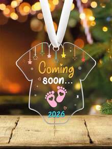 Upcoming 2026 Transparent Acrylic Decoration, Pregnancy Announcement, Gift For New Parents, Christmas Tree Hanging Decor, Gift For Expectant Parents, Baby Shower Gift, Home Decor Party Holiday Decoration - Color - View 3
