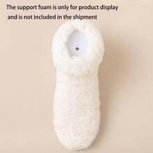 2 双舒适女士毛绒拖鞋 - 纯色涤纶针织面料，毛边，防滑羊羔绒保暖袜，适合冬季睡衣 - 彩色 - 查看 17