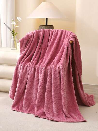 1pc Luxury Super Soft Blanket, Premium Silky Flannel 3D Jacquard Pattern Lightweight Bed Blanket, Comfortable Soft Plush Flannel Blanket Suitable For All Seasons - Cozy Soft Lightweight Flannel Blanket, Suitable For Sofa Or Bed