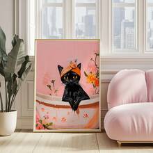 Funda para tapa de inodoro con estampado de gato negro, decoración de inodoro divertida y linda de gato negro como regalo para amantes de los gatos, póster sin marco de gato asomándose - Multicolor - Ver 5