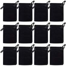 2025Nydotd 100pcs 2 X 2.8 Inch Black Velvet Cloth Jewelry Pouches Velvet Drawstring Bags Christmas Candy Gift Bag Pouch For Wedding Favors Gifts, Event Supplies Party Favors - 黑色 - 查看 12