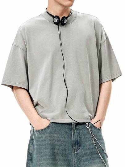 INFLATION 270克水洗棉宽松T恤，复古休闲品牌，短袖，男士，春夏