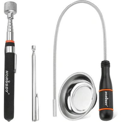 4 Pack Telescoping Magnetic Pickup Tool - Extendable Magnetic Pick Up Tools,Flexible Bendable Spring Magnet Stick