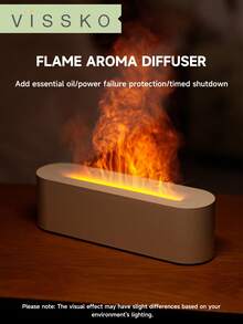 ViSSKO 1 pieza Difusor de aromaterapia con aceites esenciales alimentado por USB con llama de 7 colores, 3 modos de temporización, chip inteligente para apagado automático y adecuado para humidificación interior