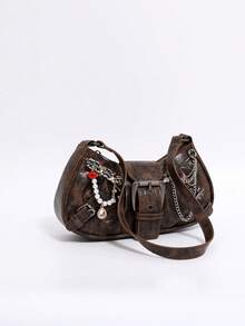 Dedoo 1 chiếc túi đeo vai nữ phong cách Gothic Y2K, trang trí đinh tán, kiểu dáng retro hình vuông, phù hợp cho các hoạt động hàng ngày, thiết kế độc đáo, phong cách Steampunk, Gothic, lý tưởng cho phong cách đường phố cá tính, cũng hoàn hảo cho các lễ hội âm nhạc, buổi hòa nhạc, phong cách rock dành cho phụ nữ. - Cà phê - Xem 5
