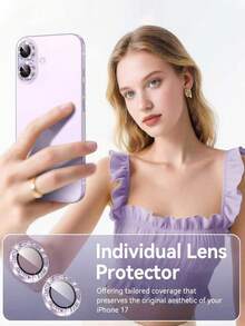 3 Confezioni di Protezioni per Fotocamera in Vetro Temperato per iPhone 17/17 Pro Max/17 Pro/17 Air/16/15/14/13/12/11, Protezione per Fotocamera Glitterata - Custodia Protettiva Individuale Scintillante e Carina in Metallo per Donne, Vetro Temperato Resistente ai Graffi 9H con Bordi in Alluminio, Lavanda