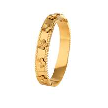1 buc Brățară brățară din oțel inoxidabil placată cu aur de 18K, cu model floral, pentru femei, bijuterii în stil european și american, cadou pentru petreceri și nunți