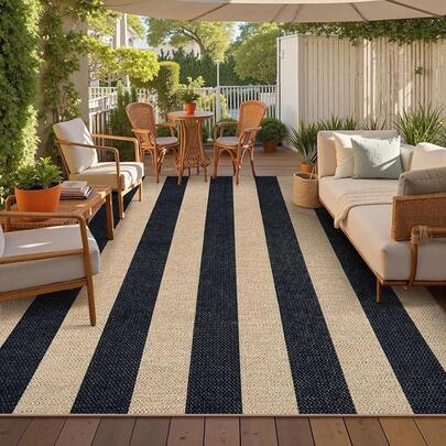 Striped Easy Jute Kitchen Runner, 2x8 Washable Runner Rug Hallway Entryway, Farmhouse Non Slip Non Shedding Black Indoor Outdoor Carpet Entry Porch, 2025 Style