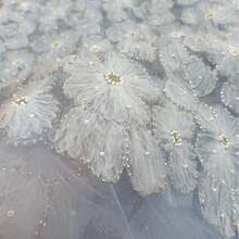 3D Floral Pearl Sequin Embroidered Fabric - Luxurious Shining Handmade Material, Suitable For Dresses And Shirts, Exquisite Design Integrates Delicate Craftsmanship, Elegant Texture Shows Fully, Exclusive Designer Customization, Multiple Colors Available For Matching Different Styles, Fashionable Accessories Versatile, Superior Craftsmanship Ensures Quality, Complex Embroidery Highlights Details