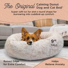 Best Friends By Sheri Original Calming Donut Dog And Cat Bed, Lux Faux Fur, Oyster, (30in X 30in) - Anxiety Relief For Pets Up To 45 Lbs,21792468 - 金色 - 查看 2