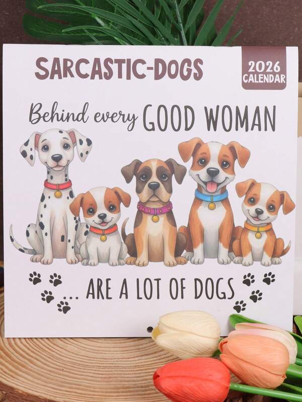 2026 SarcasticDogs Kalender - Ein 12-Monats-Wandplaner mit Daten, perfektes Geschenk für Katzenliebhaber & Humor-Enthusiasten & Büro