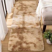 Runner Rug For Bedroom 2x6 Feet Soft Shaggy Area Rugs Fluffy Carpet For Hallway Bedside Upgrade NonSlip Shag Plush Rug For Dorm Living Room TieDyed Light Grey - 2' X 6' (Runner)+Tie-dyed Camel - View 7