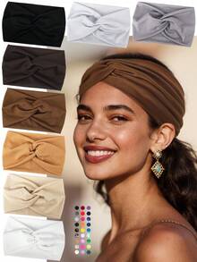 1 pieza Diadema deportiva casual de yoga extra ancha con diseño cruzado para mujer, accesorio de moda para uso diario, regalos, viajes, regalos para mujeres, artículos para el cabello, rellenos de calcetines