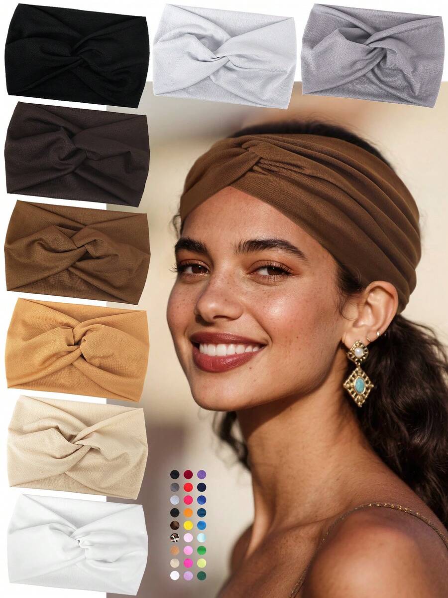 1 pieza Diadema deportiva casual de yoga extra ancha con diseño cruzado para mujer, accesorio de moda para uso diario, regalos, viajes, regalos para mujeres, artículos para el cabello, rellenos de calcetines