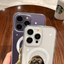 Cute Monkey Pattern Magnetic Clear Shockproof Protective Slim Thin Luxury Phone Case Cover For IPhone X Xsmax 11 12 13 14 15 16 17 Pro Max Plus Air MagSafe - Trong sáng - Xem 8