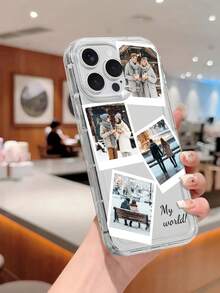 1pc Personalized Customized 4-Photo Text Name Minimalist Transparent Shockproof Phone Case Suitable For IPhone11/12/13/14/15/16/16pro/16plus/16promax/17/17pro/17promax/Air/ 9A/10/10A/10PRO/10PROXL/11/11PRO/11PROXL/S24/S25ultra/S25plus/S25edge/S25FE/A07/A17/S26/S26plus/S26ultraMotorola G85/ Hot 50 Pro+ And Other Models Suitable For Gifts To Friends - Clear - View 7