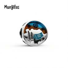 Manyilus Manyilus Original Schmuckanhänger Perlen - Weihnachts-Charm-Kollektion: Weihnachtsgeschenkbox-Charm, Weihnachtsmann-Charm, Weihnachtskranz-Charm, Weihnachtsstrumpf-Charm, Winter-Camping-Charm, Stern & Herz zusammenpassende Charms. Anhänger-Perlen-Charms für Schmuckherstellung, Armband-Anhänger. Geeignet für Armbänder, Armreifen.