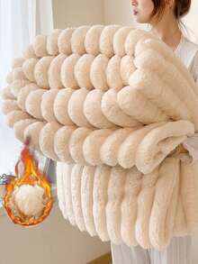 1pc Luxury Super Soft Plush Blanket, Premium Silky Flannel (90"X90" Queen Size) 3D Jacquard Pattern, Lightweight Bed Blanket For All Seasons - Cozy Soft Fluffy Flannel Throw Blanket, Suitable For Sofa Or Bed - Beige - View 12