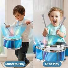 Kids Drum Set Educational And Simulation Percussion Instrument - Blue - View 4