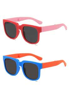 6 件/5 件/4 件/3 件/1 件儿童休闲风格拼色折叠时尚眼镜，男孩和女孩的时尚眼镜，适合日常佩戴，是送礼的理想选择