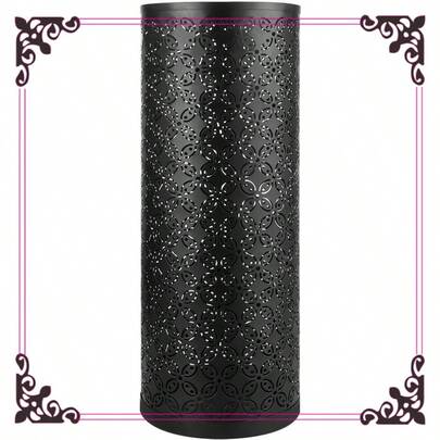 15 X 15 X 42 Centimetres Metal Drum Umbrella Stand Hollow Creative Umbrella Stand Free Standing Umbrella Holder Bin For Office Restaurant Family 42X15X15Cm Umbrella Stands - Black