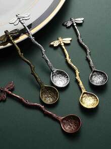 一套锌合金复古雕花工艺咖啡勺蜜蜂圆勺下午茶甜品蛋糕冰淇淋茶匙搅拌勺1件 - 彩色 - 查看 5