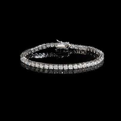 18K White / Yellow Gold Plated 4.0 Round Cubic Zirconia Classic Tennis Bracelet 6/6.5/7/7.5/8/8.5/9 Inch,Suitable For Women And Men Daily Party Holiday Wear And Gifts