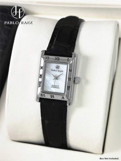  Pablo Raez 1pc Lady Elegant Wristwatch Vintage Women Dress Watch Original Charming Accessories Silver Color Jewelry Non Tarnish IPS Rectangle Square Stainless Steel Case Top Brand New Design Quartz Retro Watch