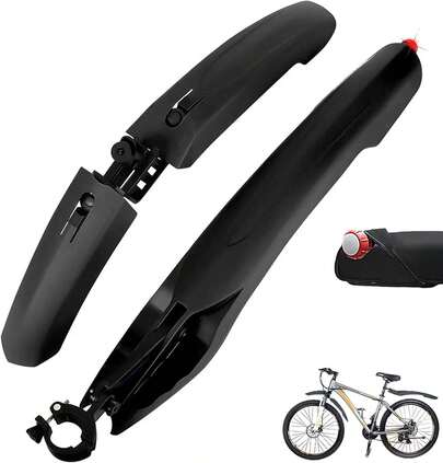 Guardabarros para Bicicleta con Luz Trasera,Guardabarros para Bicicleta de Montaña Delantero y Trasero,Ajustables MTB Road Bike Guardabarros para Bicicleta de Carretera,Bicicleta de Montaña