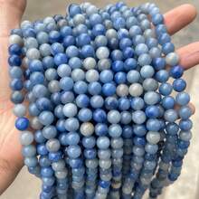 Hạt đá tròn tự nhiên 15 inch 4/6/8/10/12mm, bao gồm ngọc bích/mã não/ngọc lam/pha lê, thích hợp để làm đồ trang sức tự làm, vòng tay, vòng cổ, chữa bệnh luân xa - Nhiều màu - Xem 24