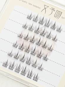36pcs Glue-Free Eyelashes, Segmented Slouchy 3-Step Eyelashes, Natural Looking Reusable Lashes Without Glue, Suitable For Beginners, Can Be Worn Daily, For Performance, Work, Dates, Halloween Cosplay, Eyelash Extension, Korean Style - C - View 5