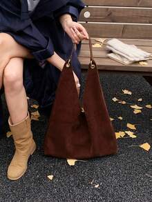 New Women's Large-Capacity Fashion Retro Velvet Bucket Bag, And Unique Design Tote Bag, Suitable For Shopping, Commuting And Work