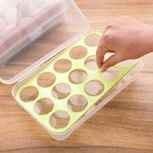15-Slot Plastic Egg Storage Box, Household Egg Holder, Fridge Organizer, Portable Egg Tray